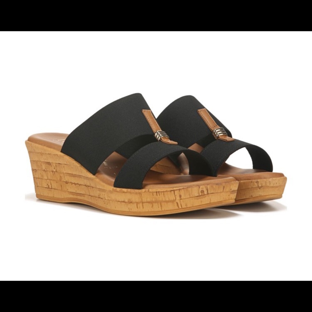 Italian Shoemaker Black Lizbeth Wedge Sand…